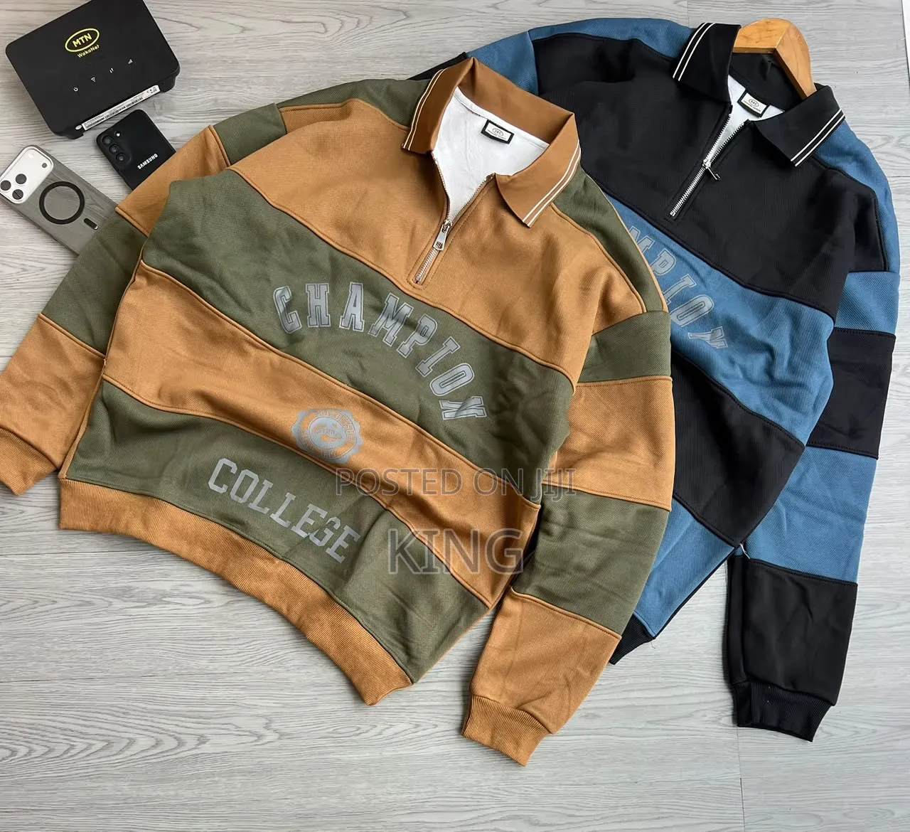 Striped Graphic Quarter Zip Sweater Shirt