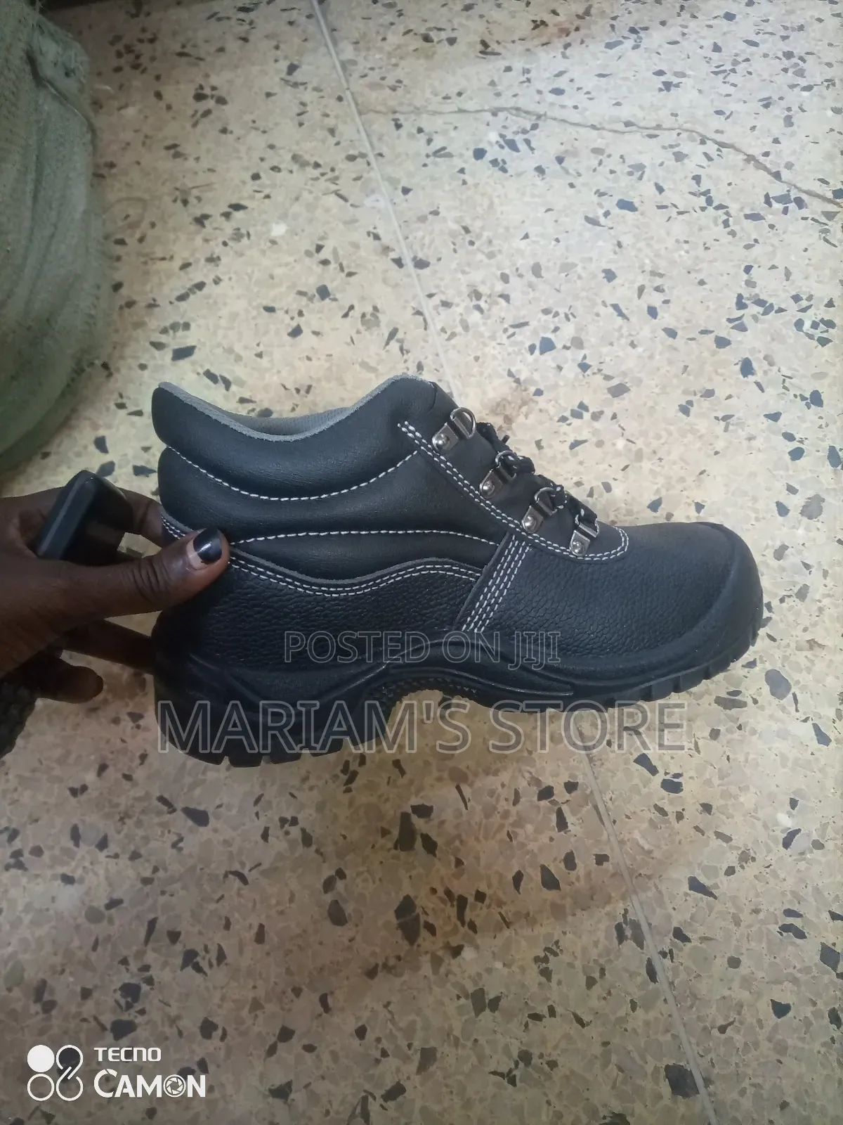 Black Zgh Brand Safety Shoes Feature A Durable, Waterproof Design.