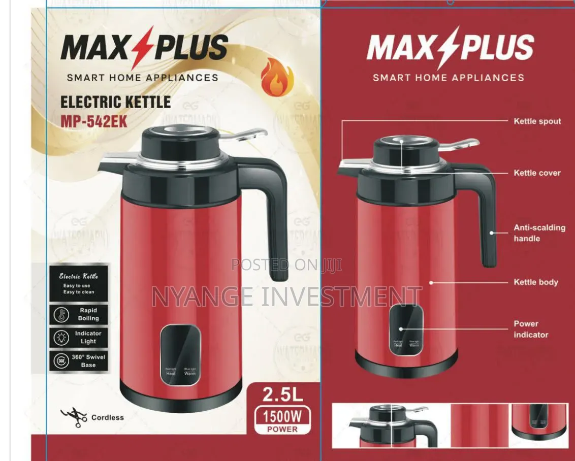 Max Plus Mp-542ek Electric Kettle, Featuring a 2.5-Liter Capacity