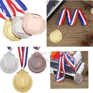 3pcs Metal Award Medals Universal Wheat Pattern Medals With Ribbons