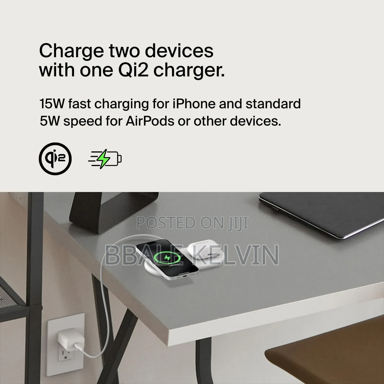 2in1 Wireless Charger With Magnetic Charging Pad 15w Belkin