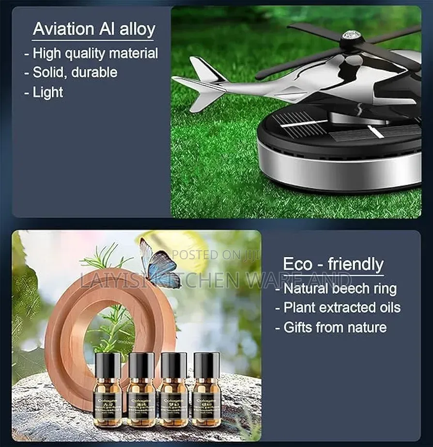 Air Freshener Solarpowered Dashboard Ornament Private Helicopter Model