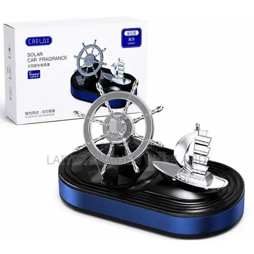 Dolphin Ship's Wheel Solar Car Perfume Air Freshener 10ml Cologne Free