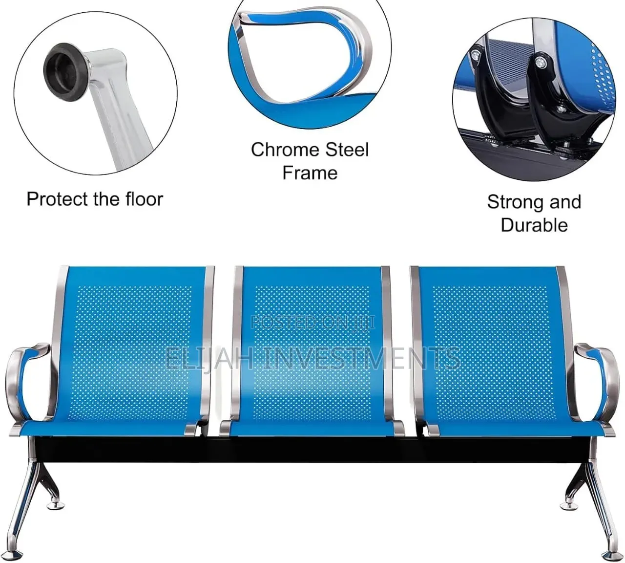 3-Seater Waiting Room Bench