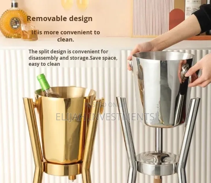 Stainless Steel Ice Bucket With Stand