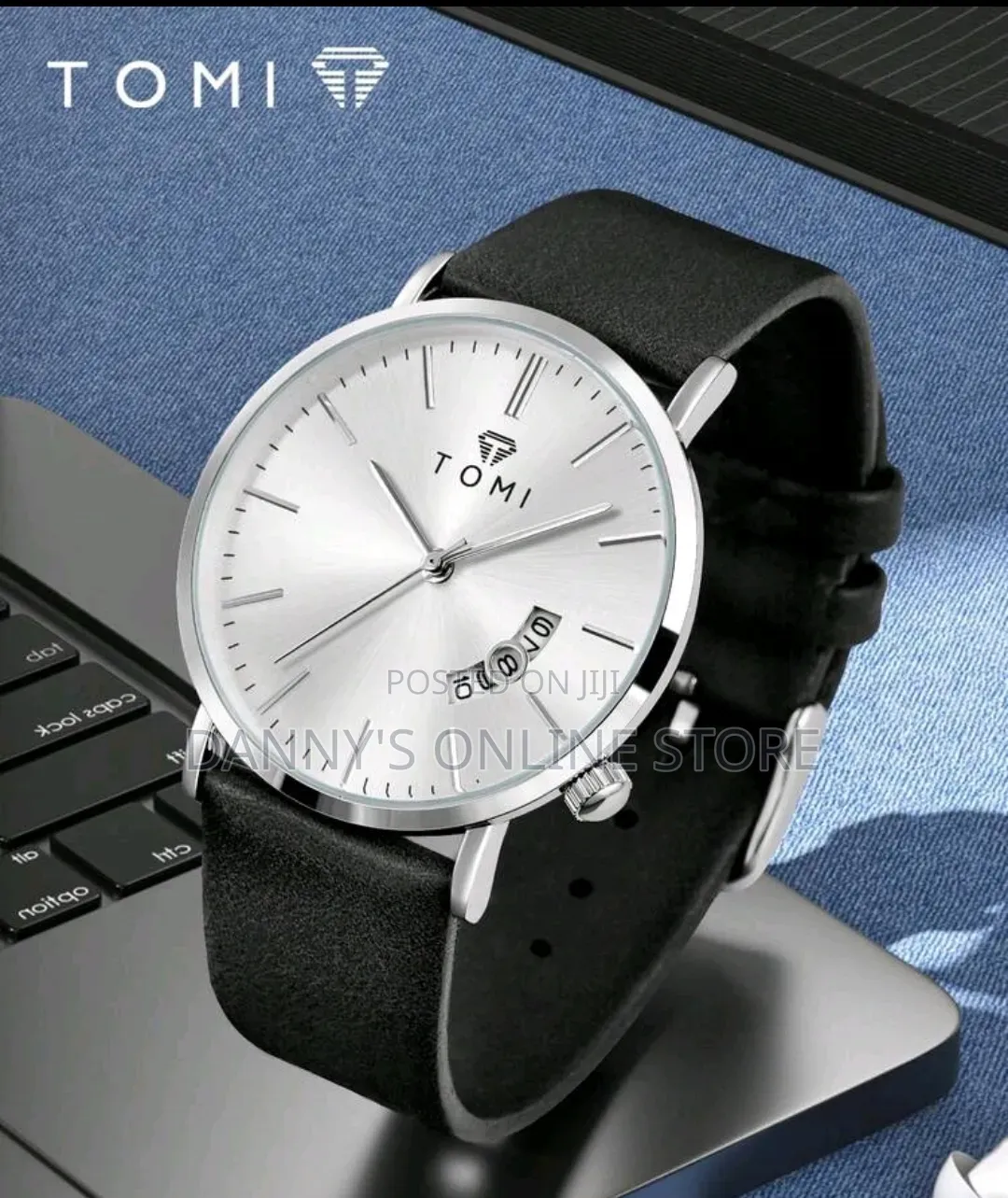 Tomi Men's Ultra-Thin Minimalist Calendar Leather Belt Strap Quartz.
