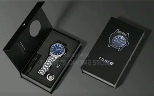 Tomi Men's Quartz Watch Set With Star Moon Brooch and Ring, Fashion.