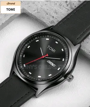 Tomi Men's Dual Calendar Fashionable Minimalist Leather Belt Watch.