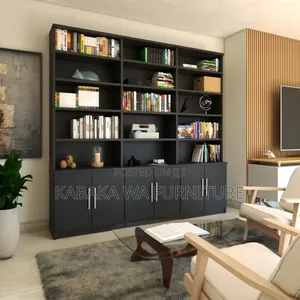 71" 6-Tier /Black Bookshelf With/ Door 3 Drawers, Modern