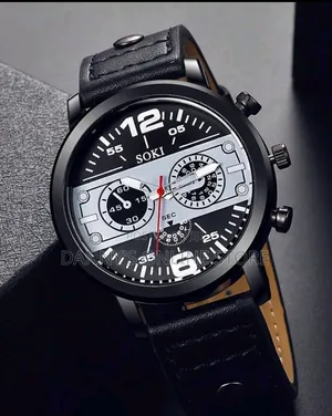 Men's Casual Sports Digital Display Round White Quartz Watch, Pu Strap