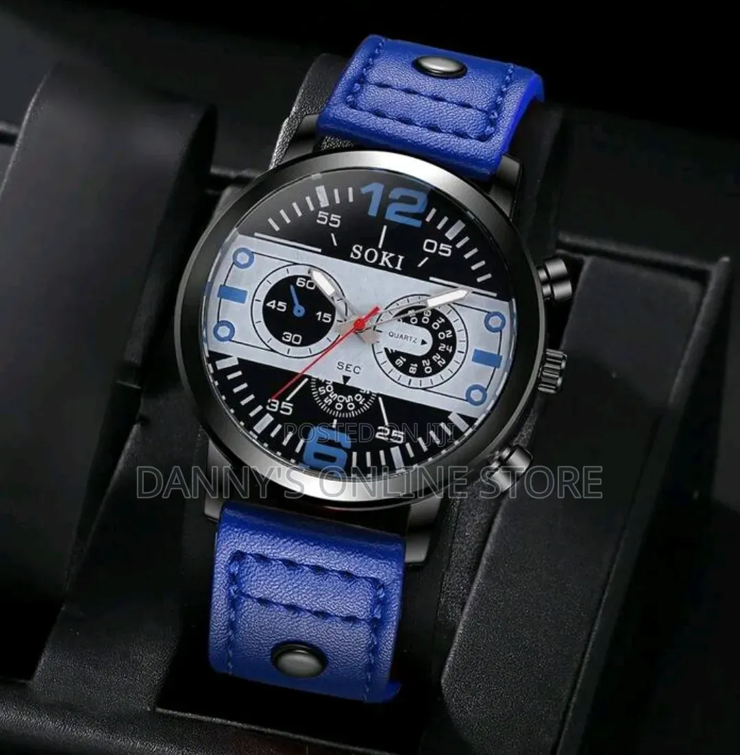 Blue Strap Men's Casual Sports Digital Display Round Quartz Watch.