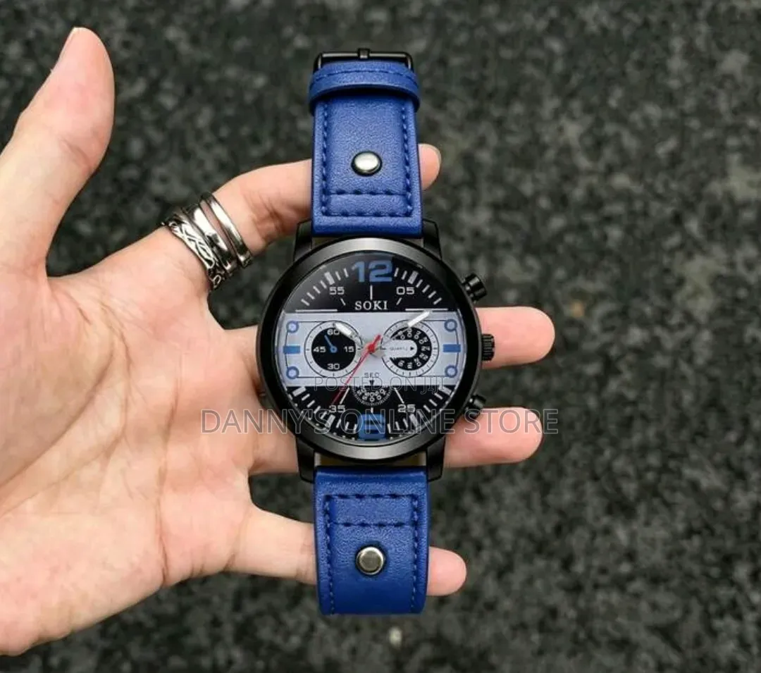 Blue Strap Men's Casual Sports Digital Display Round Quartz Watch.