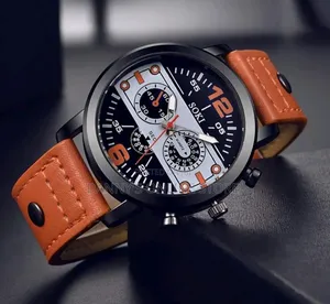 Orange Strap Men's Watch, Sporty Casual, Digital Display Round Quartz.