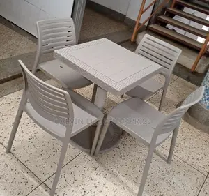 Armless Chairs and Table Gray