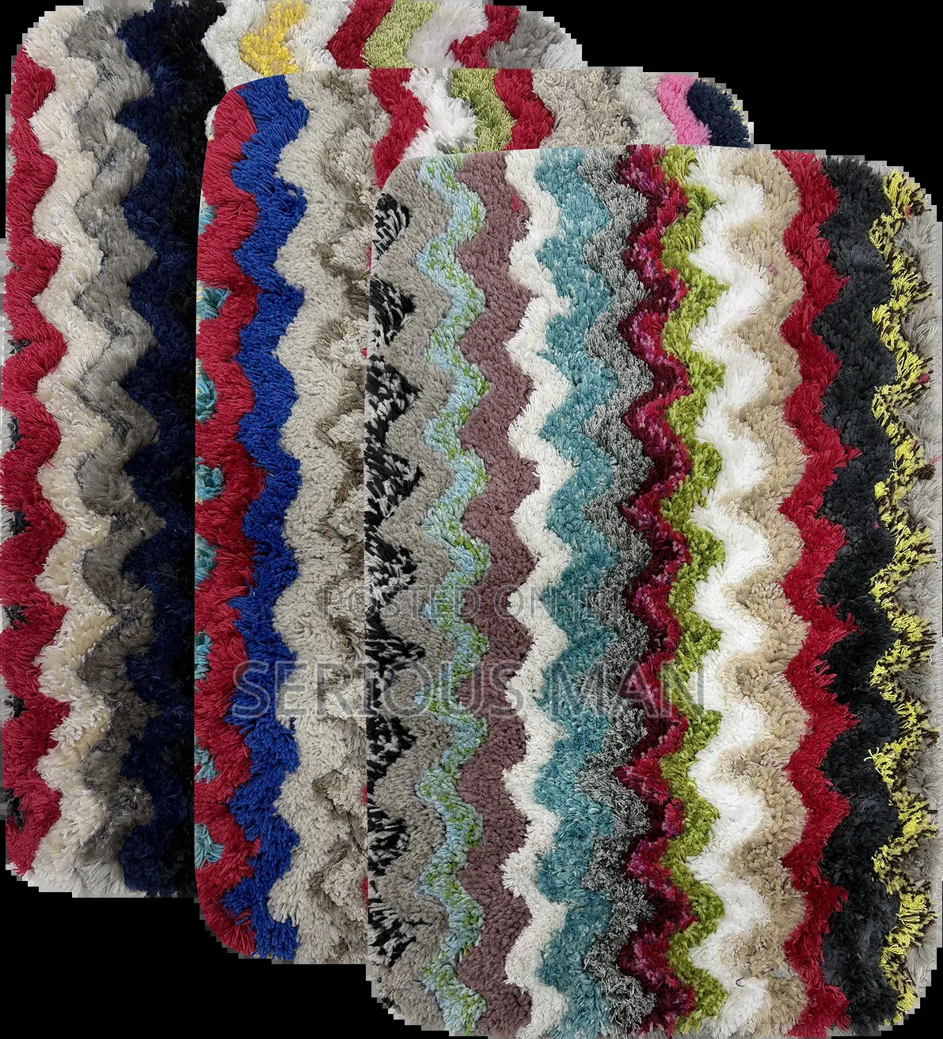 2-Piece Wavy Chevron Microfiber Bath Mat Set
