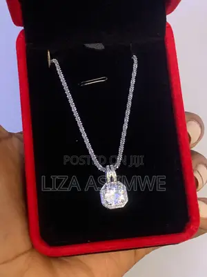 Lady’S Generic Crystal Pendant Necklace With a Silver Chain