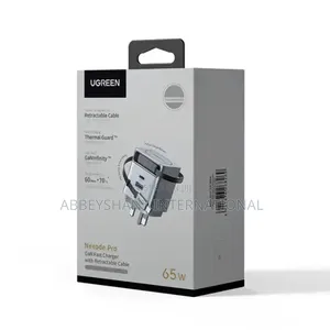 Ugreen 65w Nexode Pro Gan Charger With Retractable Cable Usb A, Usb C