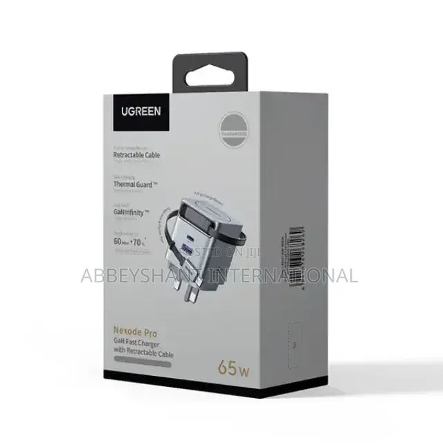 Ugreen 65w Nexode Pro Gan Charger With Retractable Cable Usb A, Usb C