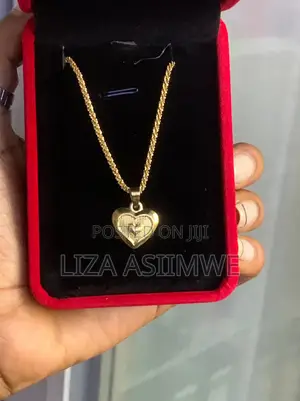 Lady’S Necklace With a Heart Shaped Pendant Inside a Larger Heart