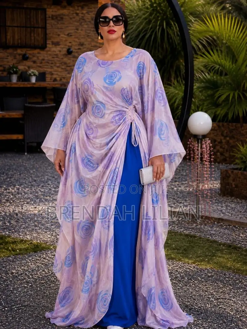 Tie Dye Maxi Dress Twist Waist Orange Purple Bell Sleeves Plus Size