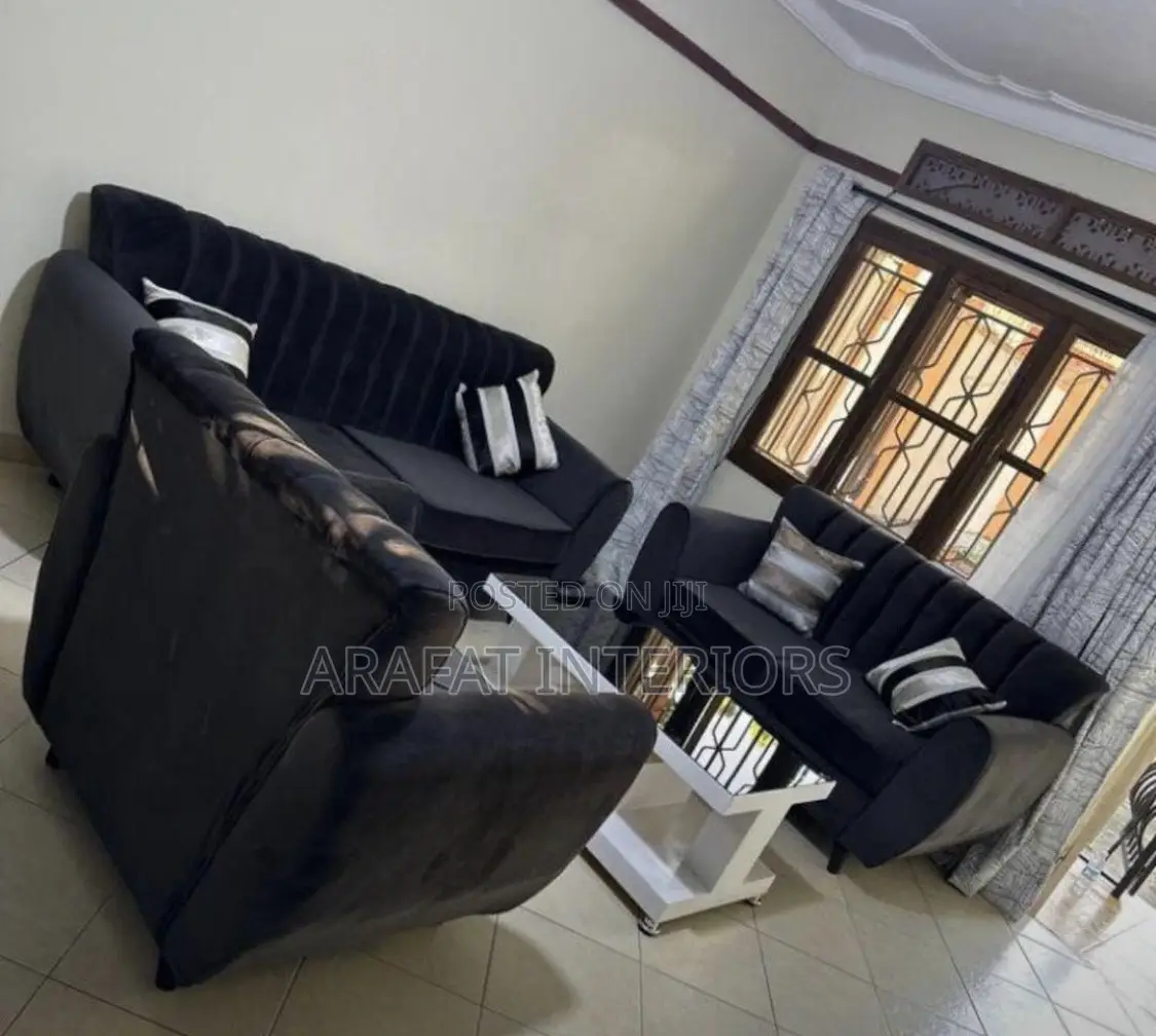 Dark Grey/Black 3-Piece Living Room Sofa