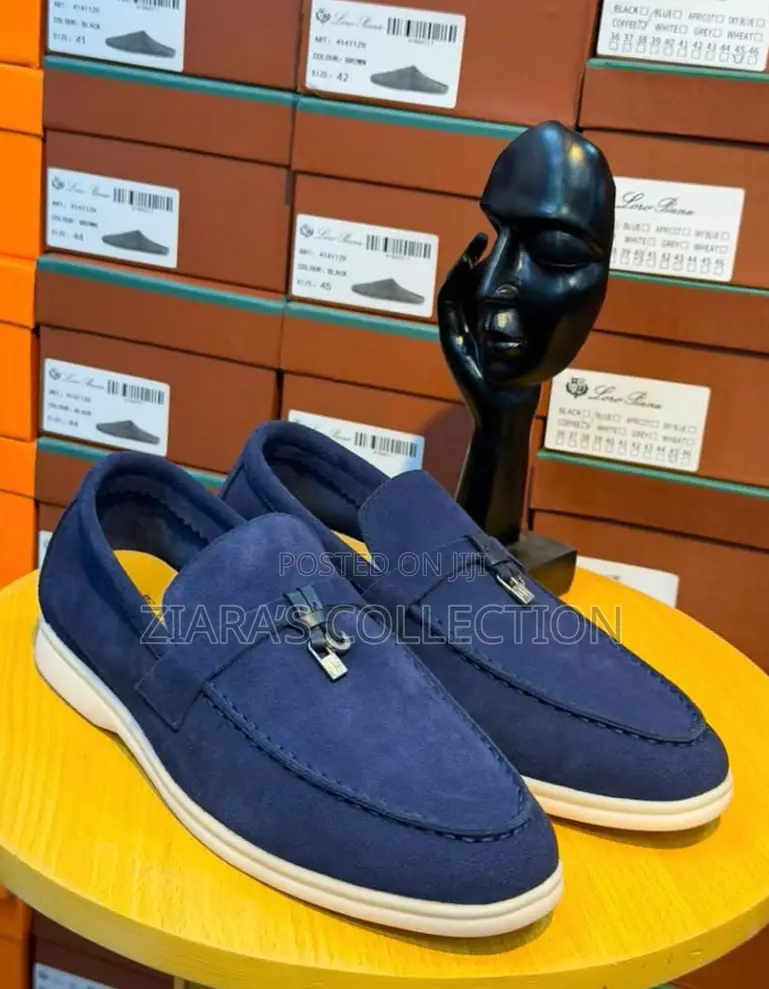 Navy Blue Version of Loro Piana Suede Loafers