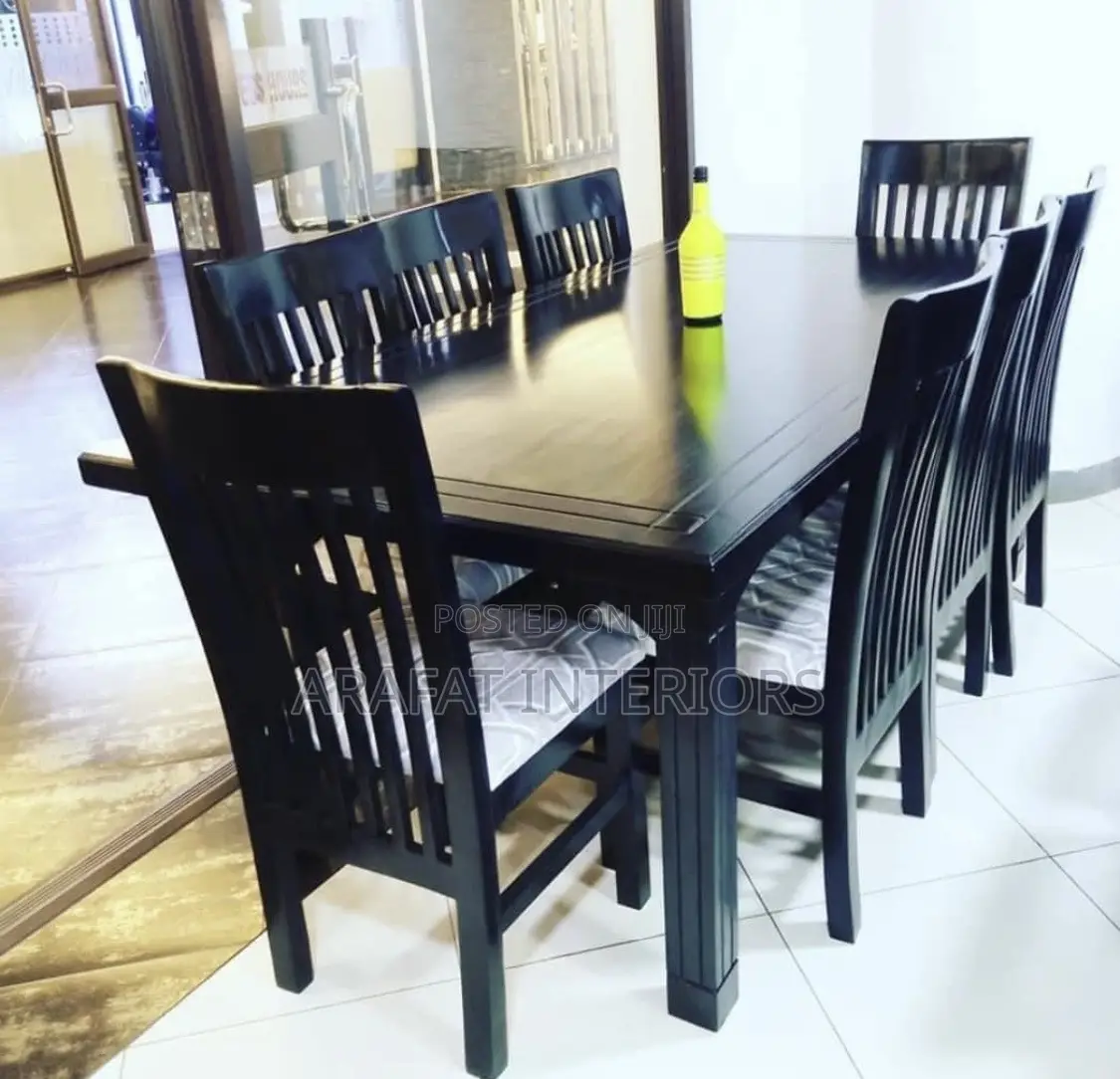 Elegant 6-Seater Black Dining Table Set With Chairs