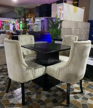 Cream Velvet Tufted Dining Set