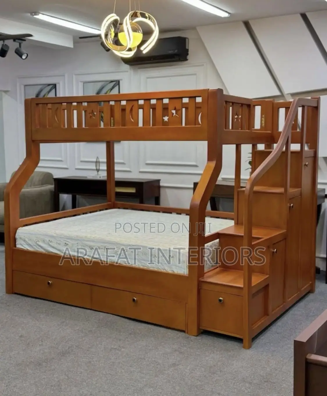 Starry Skies Wooden Bunk Bed With Storage Stairs
