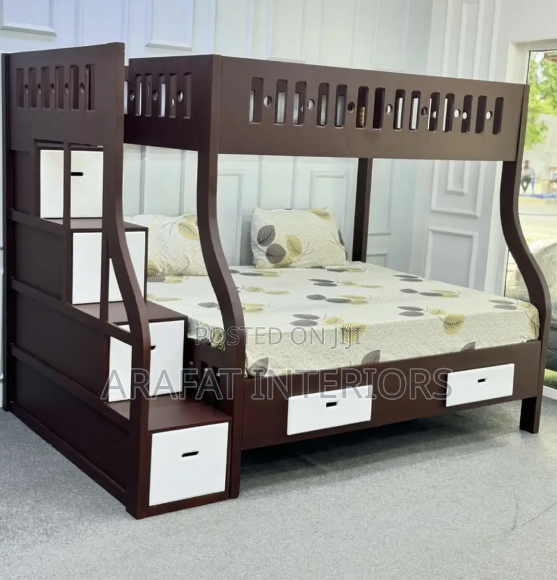 Moon Stars Solid Wood Bunk Bed With Staircase