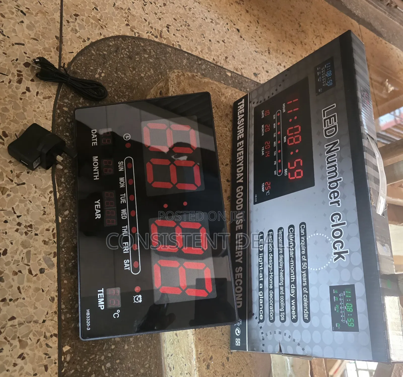 Digital Led Wall Alarm Clock With Temperature, Calendar