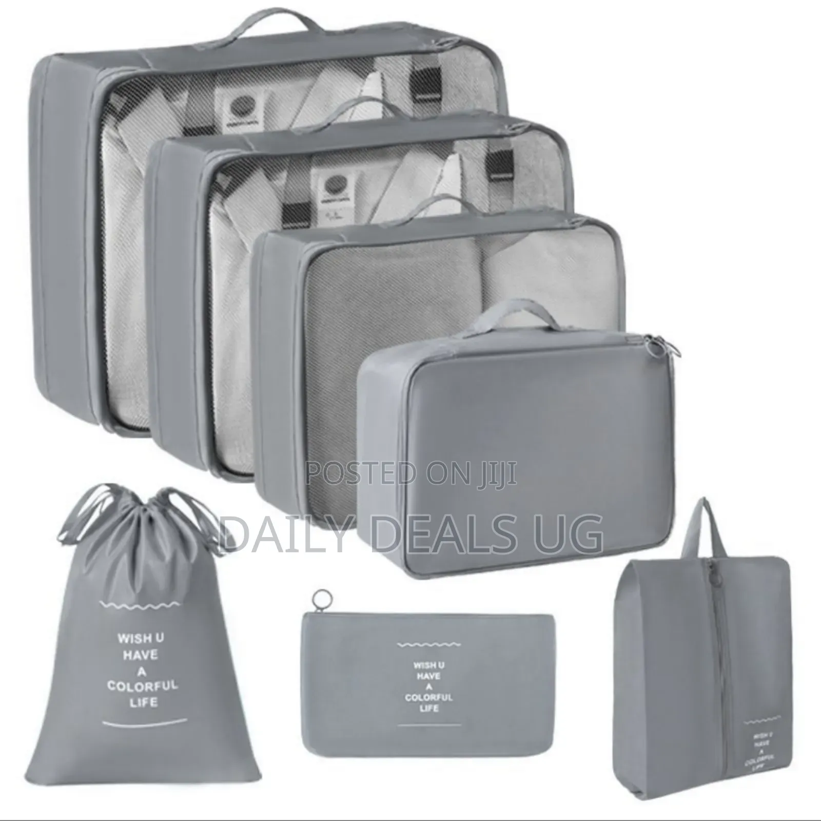 8-Piece Grey Travel Organizer Set