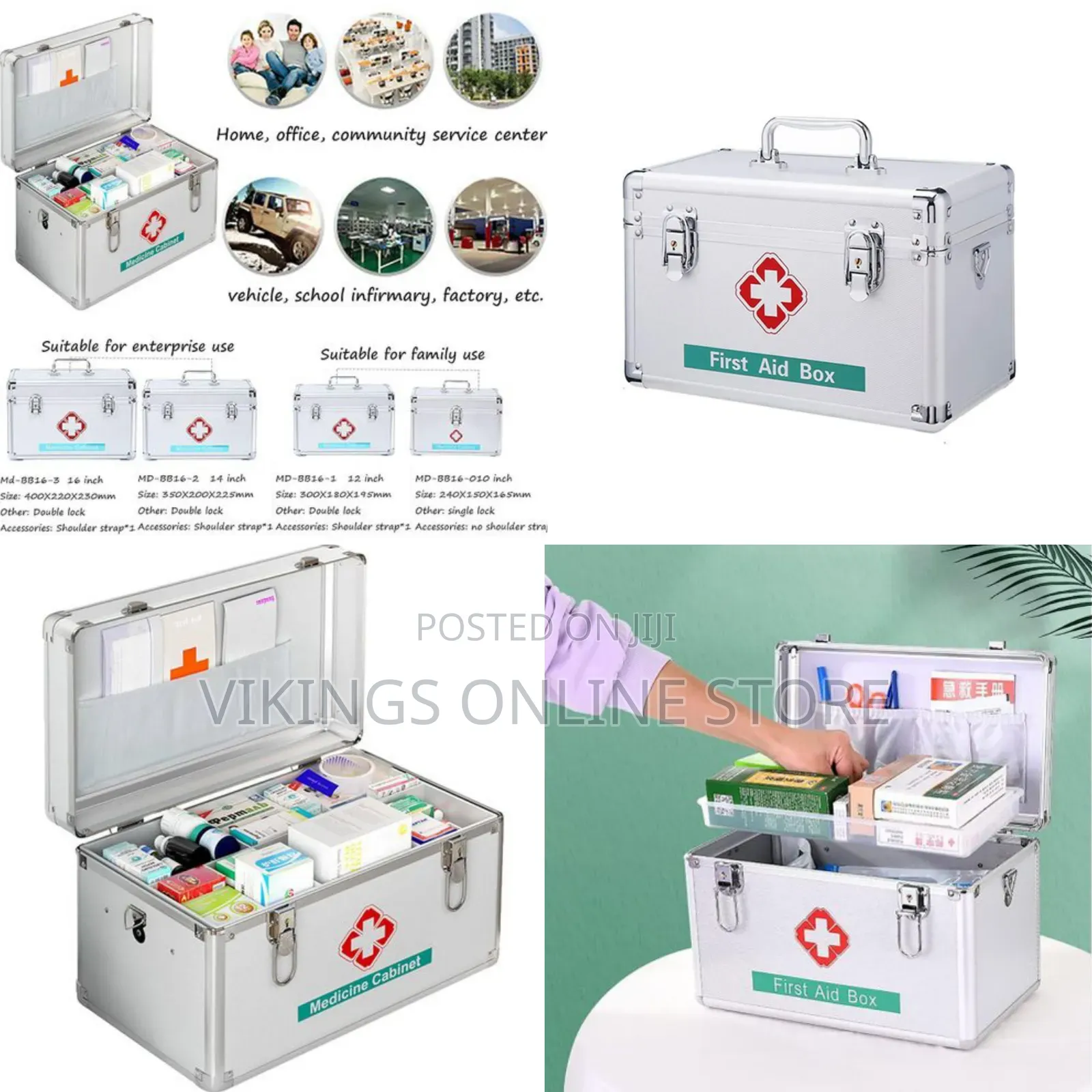 16inch Home First Aid Kit Medicine Box, First Aid Safe With Lock