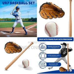 Wooden Baseball Bat With Glove and Ball Set – Classic 3-Piece Baseball