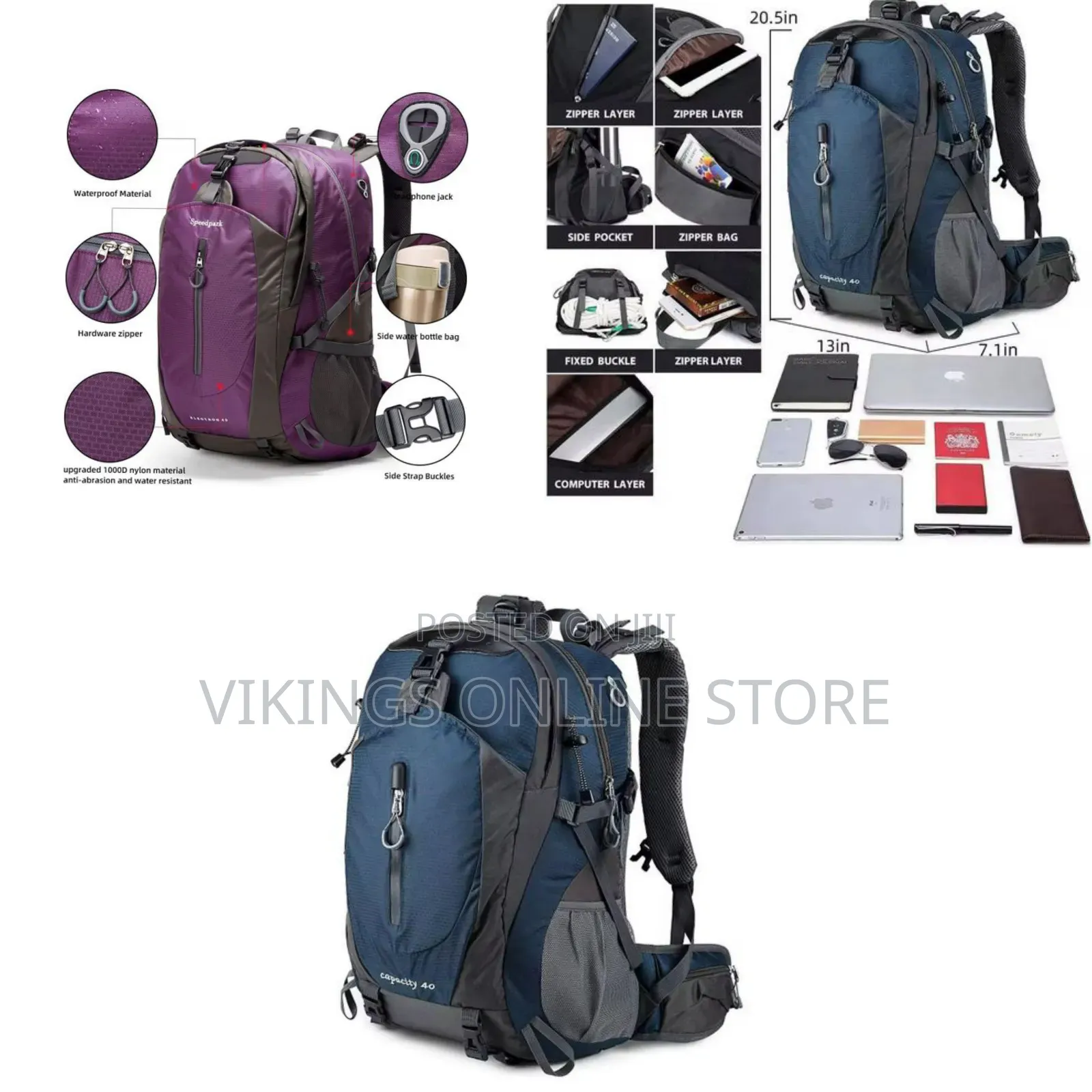 Hiking Backpack 40l Waterproof Hiking Daypack With Rain Cover, Outdoor