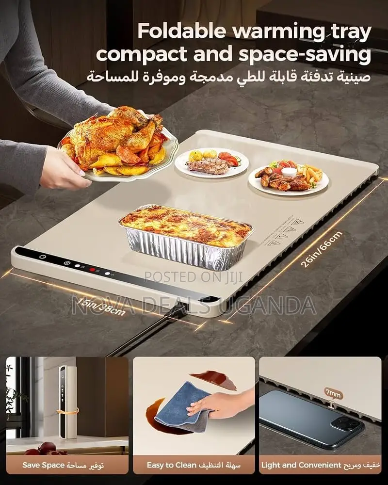 Food Warming Tray, Portable Heating Mat, Adjustable Food Warmer