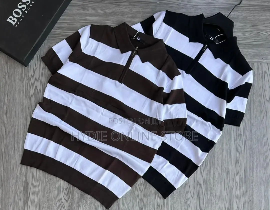 Half Zip Strips Tshirts
