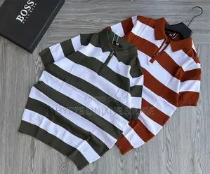 Half Zip Strips Tshirts