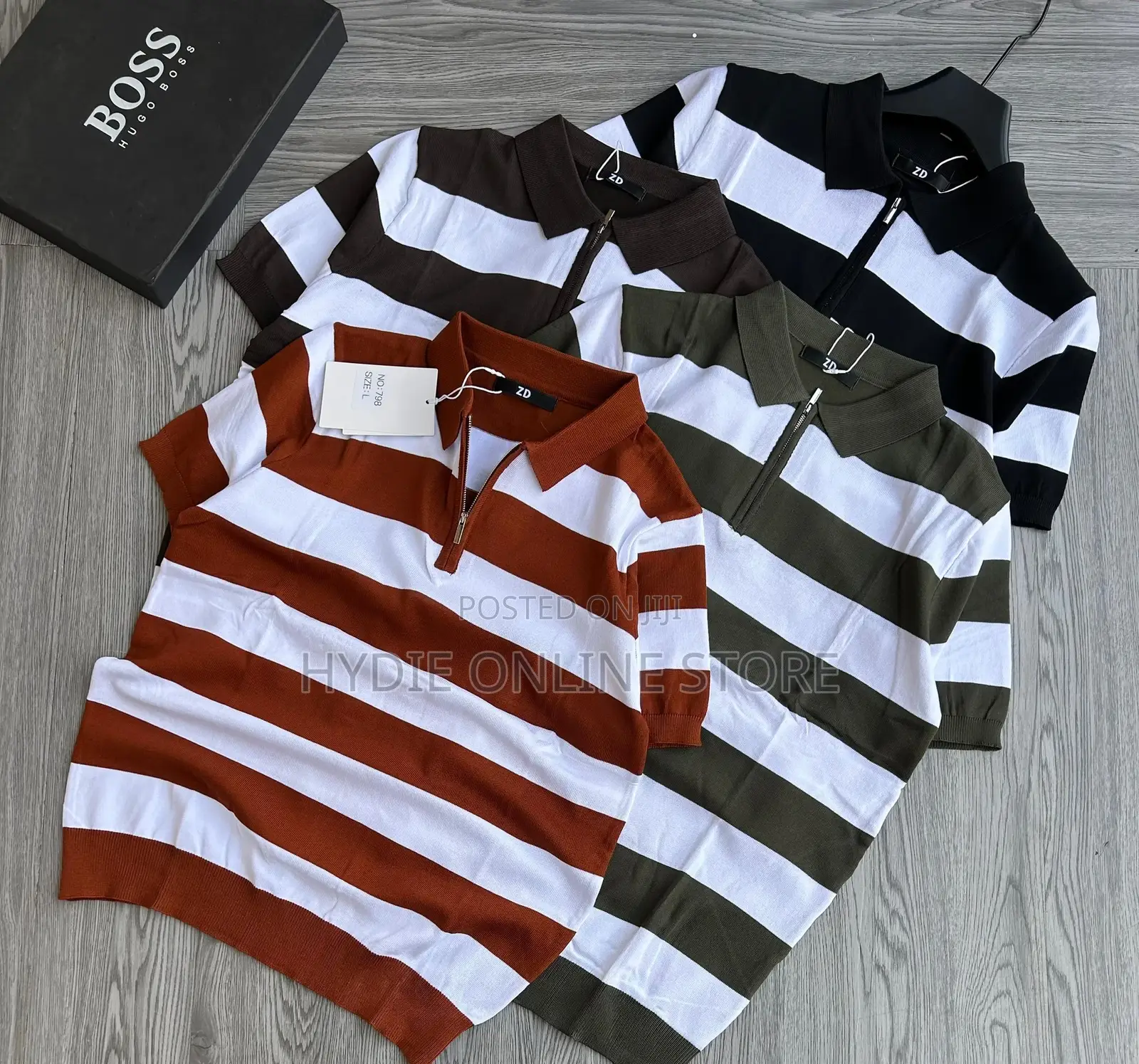 Half Zip Strips Tshirts