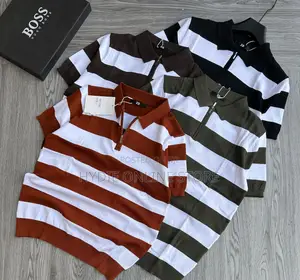 Half Zip Strips Tshirts