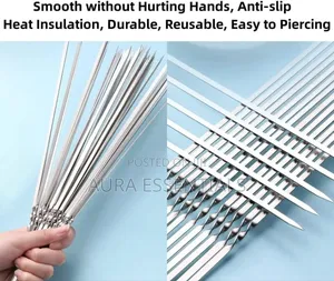 10pcs Flat Stainless Steel Kabob Skewers