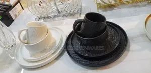Dinner Set Black and White 24 Piece