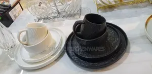 Dinner Set Black and White 24 Piece