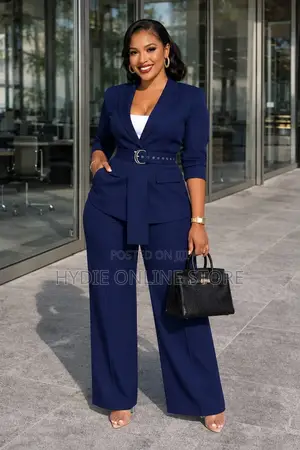 Women’S Belt Suit Navy Blue