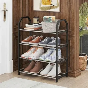 8 Pairs Metallic Shoe Rack Black
