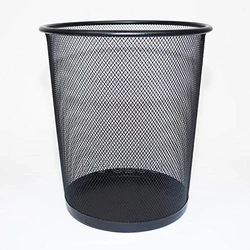 Office Trash Bin Metal, Black