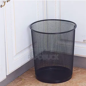 Office Trash Bin Metal, Black