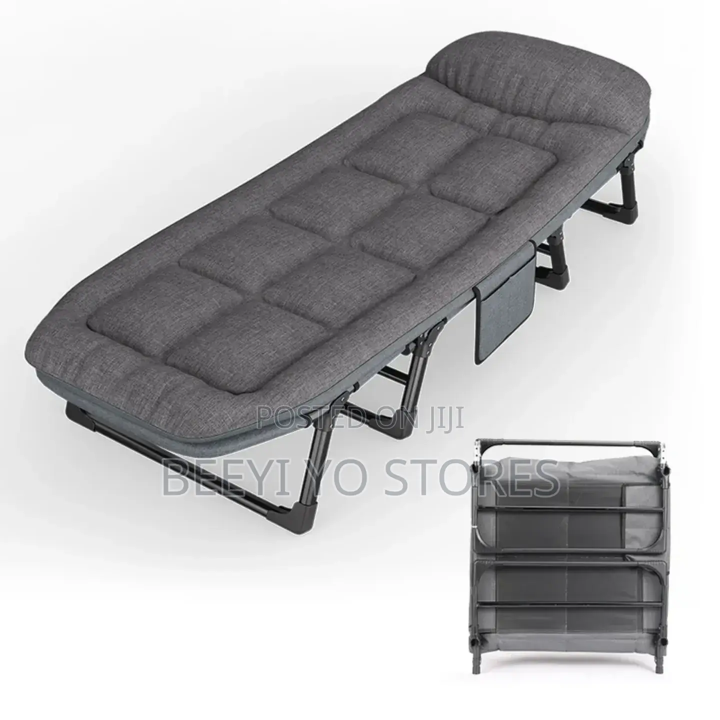 Comfortable Grey Folding Bed – Sleek Space-saving Design
