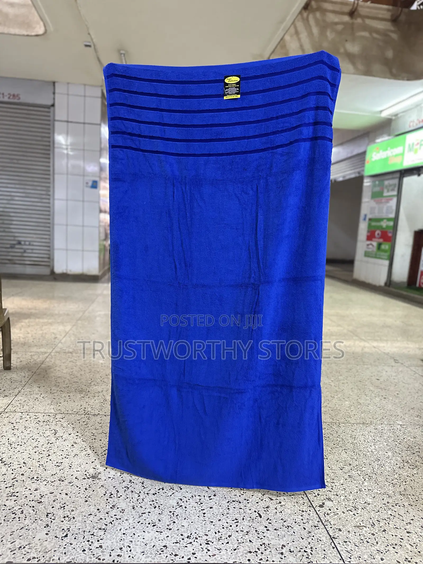 Navy Blue Cotton Large Towel