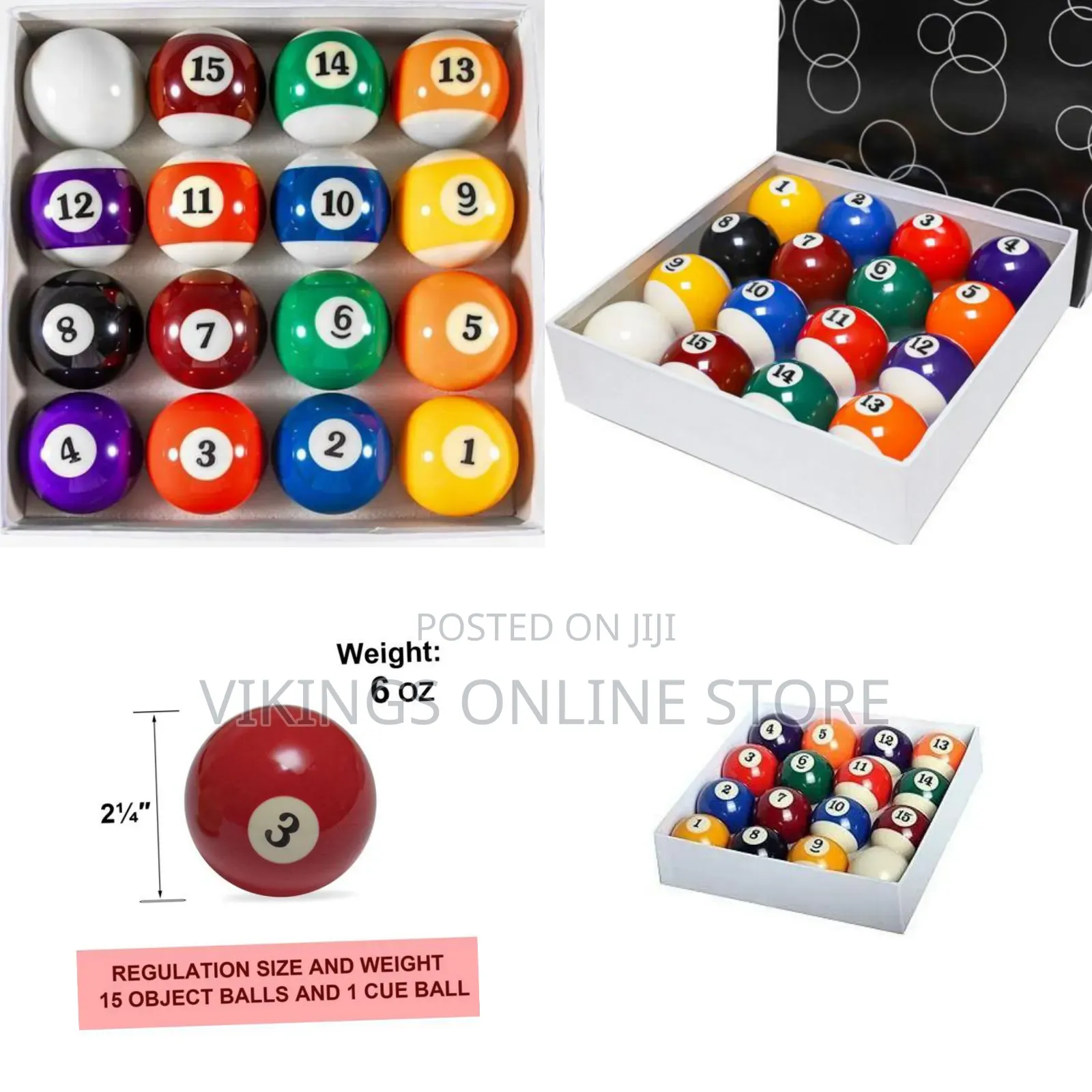Billiard Balls Set 2-1/4" Regulation Size Pool Table Balls